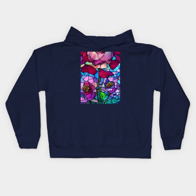 Beautiful Colorful Stained Glass Roses Kids Hoodie by Chance Two Designs